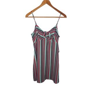 Trixxi  Women Tunic Tank Top XL Multi Color Stripe Keyhole Bow Spaghetti Strap